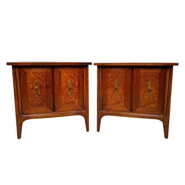 Wood R-Way Mid Century Modern Nightstand With Burl Inlay For Sale - Image 7 of 9