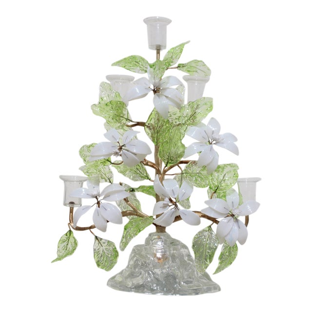 20th Century Italian/Venetian Blown Glass Botanical Candelabra For Sale