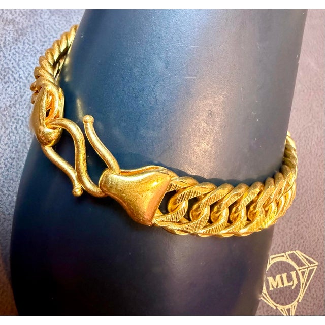 Hand Made 24 Karat Pure Yellow Gold Link Bracelet, 73 Gm, Length 8 Inch, 11 mm wide Beautiful link design A rare pure gold...