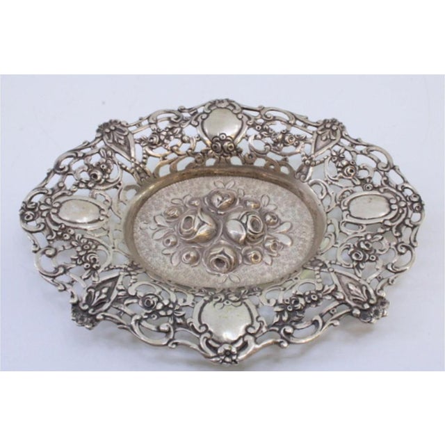 Silver Bowl with Central Bouquet of Roses and Floral Motifs For Sale - Image 6 of 7