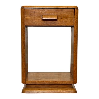 Modern Mid 20th Century Solid Oak Side Table, One Drawer For Sale