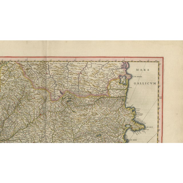 Paper Catalonia Map with Barcelona and Mediterranean Coast from Blaeu, 1642 For Sale - Image 7 of 14