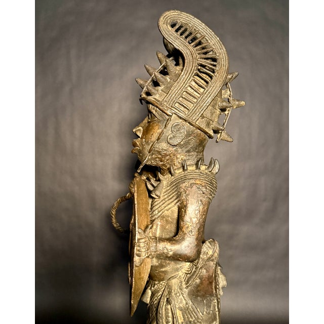 Metal Mid 20th Century Benin Bronze Warrior Figure – Edo People, Nigeria For Sale - Image 7 of 8