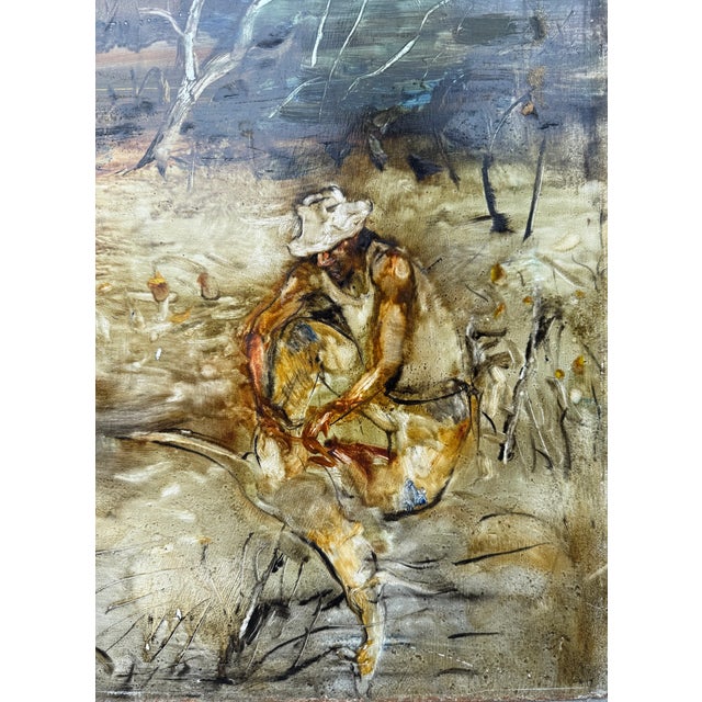 Large Oil on Cardboard Landscape Painting From 70's For Sale - Image 4 of 15