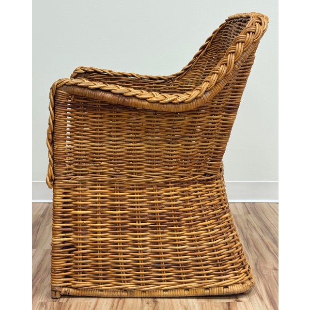 Vintage Braided Wicker Club Chair For Sale - Image 4 of 11
