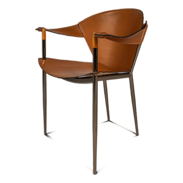 Talian Postmodern Modernist "Jocauro" Armchair by Arrben in Original Patinaed Leather, Italy, C. 1990s For Sale