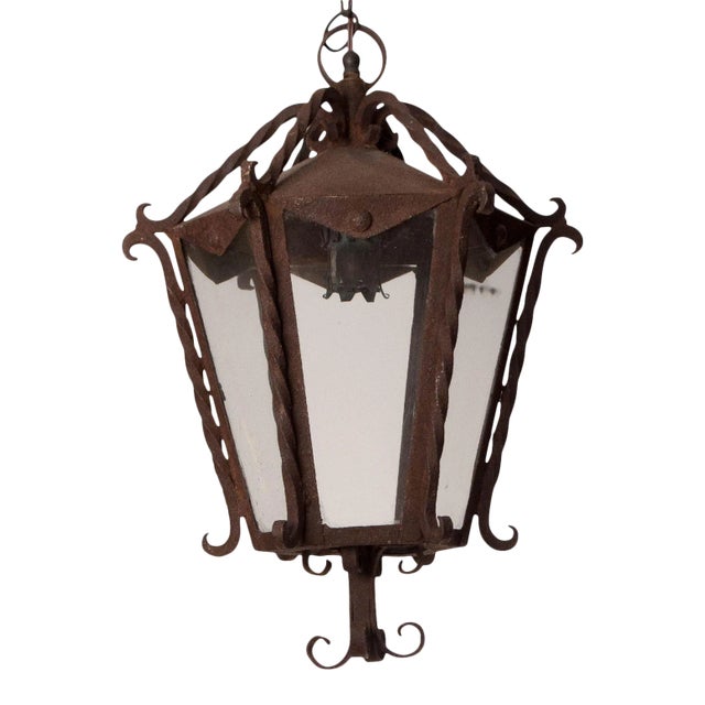 Circa 1850 Italian Wrought Iron Lantern For Sale