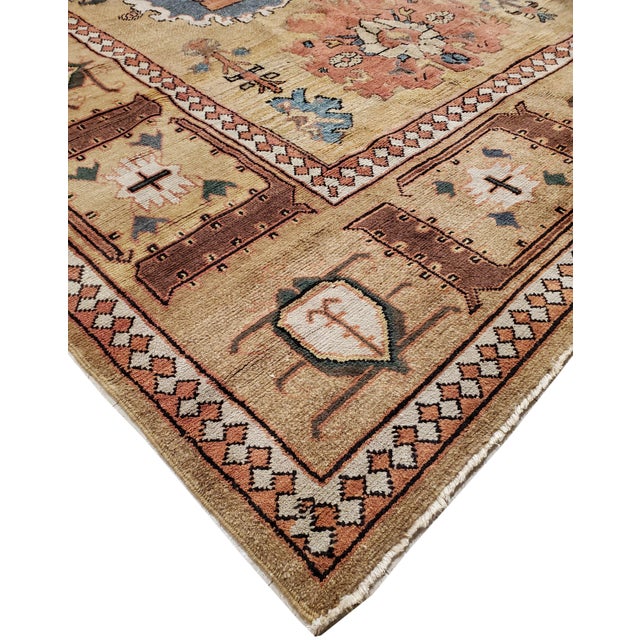 Antique Bakshaish Carpet, Oriental Persian Handmade in Tan Brown, Blue and Red For Sale - Image 14 of 18