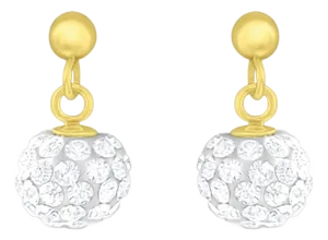 Cubic Zirconia CZ Dangling Earrings 14k Yellow Gold, 2 Pieces