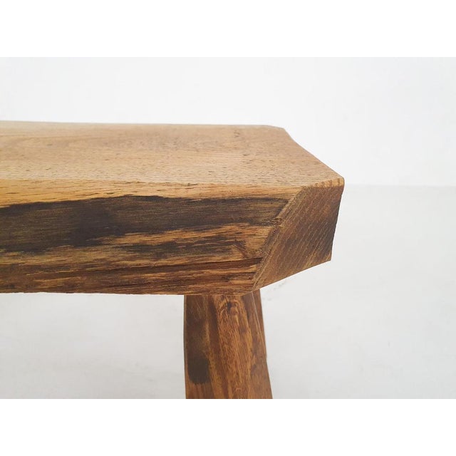 Brown Oak Side Table, the Netherlands, 1970s For Sale - Image 8 of 12