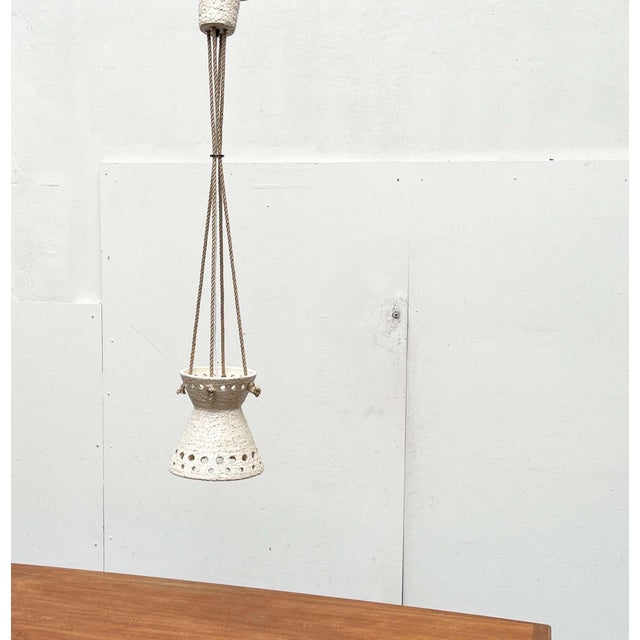 1960s Mid-Century Modern Danish White Studio Pottery Pendant Lamp, 1960s For Sale - Image 5 of 18
