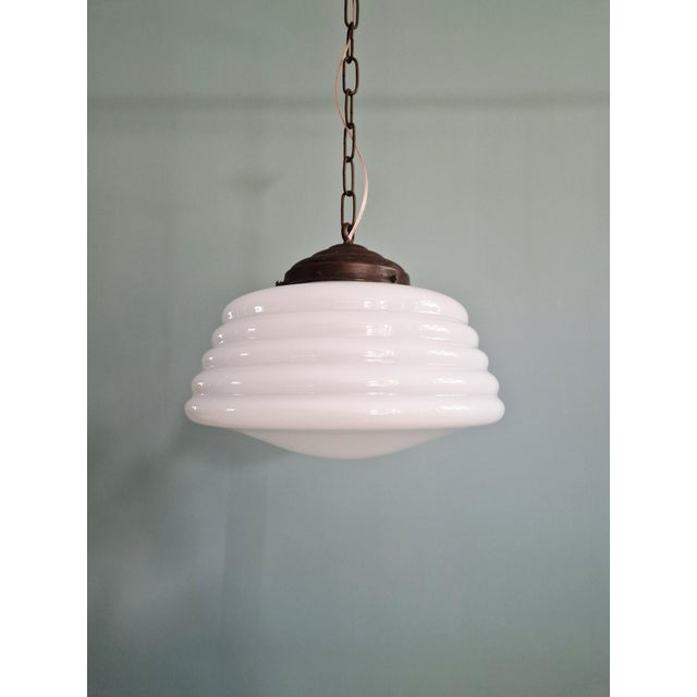 Art Deco Pendant Light in White Opaline Glass, 1920s For Sale - Image 12 of 12
