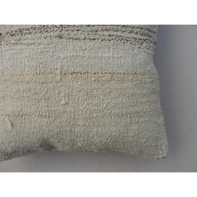 Textile 1970s White Kilim Rug Pillow Cover For Sale - Image 7 of 12