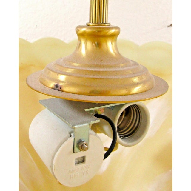 Elegant Lenox Quoizel Scalloped Shell Inspired Brass Accent Pendant Chandelier For Sale - Image 13 of 18