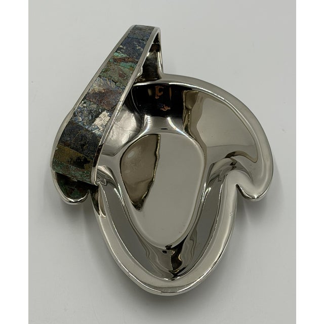 Los Castillo Taxco Silver Plate Malachite & Lapis Catchall Dish, Mexico 1960s For Sale In Los Angeles - Image 6 of 18