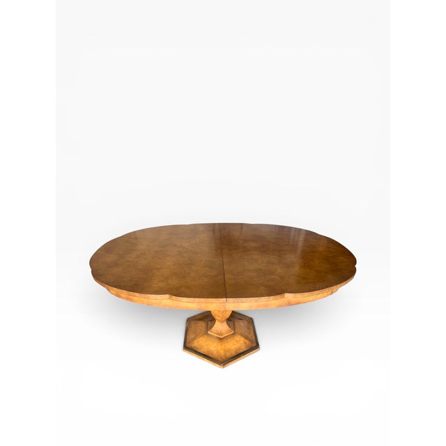 Vintage Mastercraft Olive Ash Burl Expandable Dining Table With Two Leaves, Seats 8–10 For Sale In Boston - Image 6 of 15
