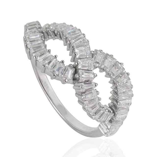 Contemporary Contemporary 2.86 Ct Moissanite Infinity Ring in 925 Sterling Silver - Wedding Gift, Size 8 For Sale - Image 3 of 15