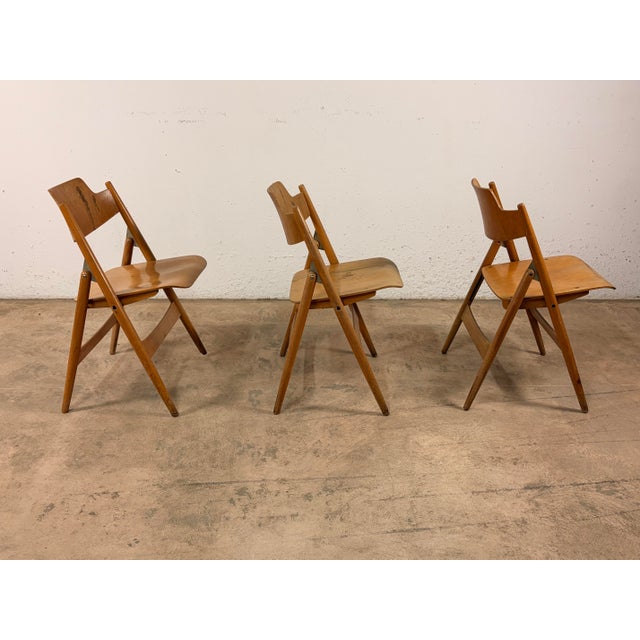 SE18 Folding Chairs by Egon Eiermann for Wilde & Spieth, Set of 3 For Sale - Image 6 of 9