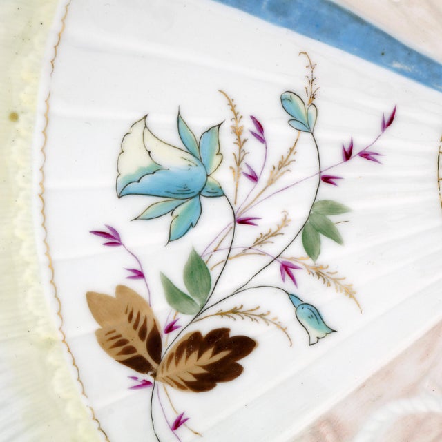 Victorian Antique Aesthetic Movement Victorian Porcelain Cabinet Plate Fan Design For Sale - Image 3 of 5