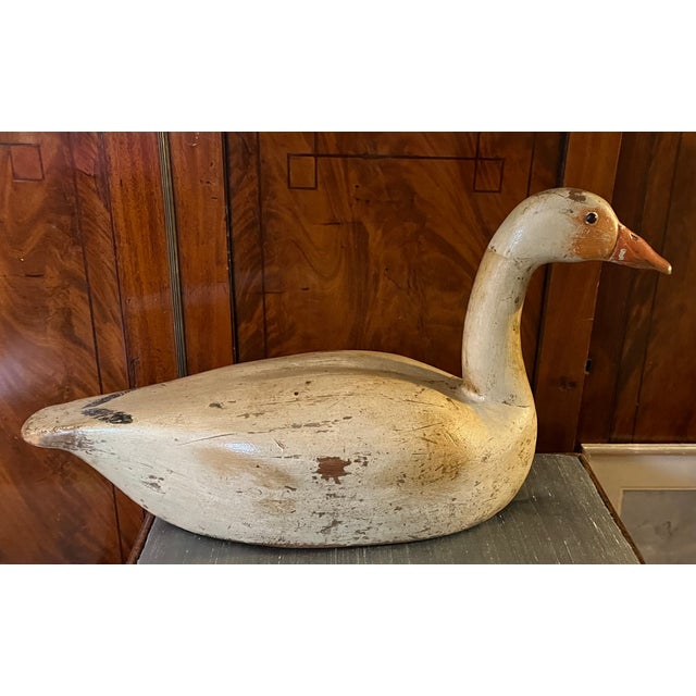 Wood Antique Carved Wood & Paint Decorated Snow Goose Waterfowl Bird Decoy Circa 1920 For Sale - Image 7 of 18