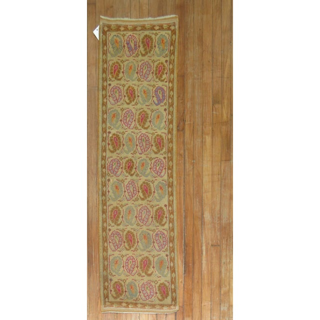 Folk Art Zabihi Collection Turkish Paisley Motif Small Size Runner For Sale - Image 3 of 8