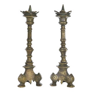 Antique 19th Century Italian Brass Candelabra For Sale