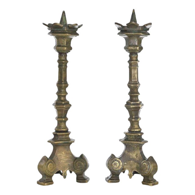 Antique 19th Century Italian Brass Candelabra For Sale