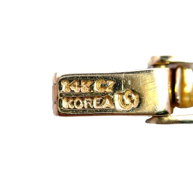 Gold 14k Yellow Gold Cz Tennis Bracelet With Heart Clasp For Sale - Image 8 of 8