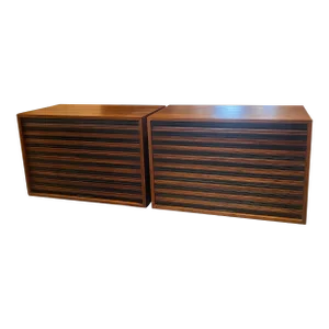 Late 20th Century Pair of Contemporary Modern Wood Floating Shelves Sideboard Tambour Sliding Door