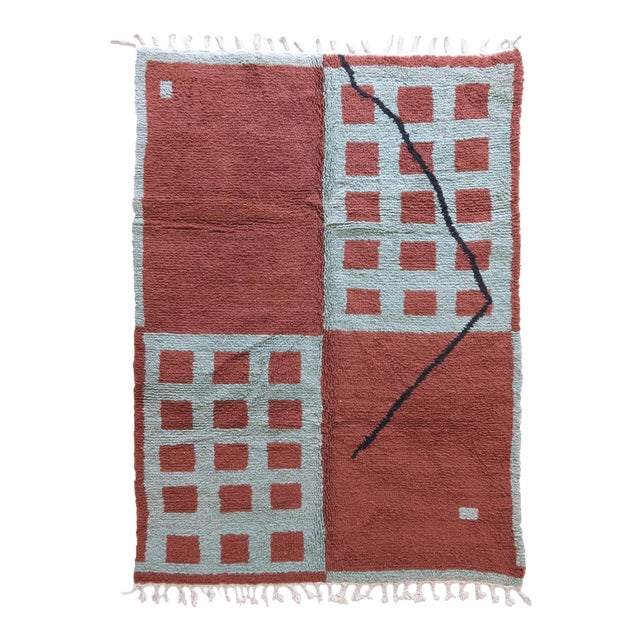 Brick Red Moroccan Rug - 9.7 X 6.9 Ft For Sale
