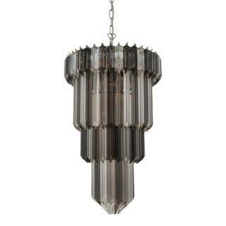 Murano Glass Chandelier | 111 Dark Quadriedri Prism (3 Gray Shades) For Sale