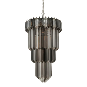 Murano Glass Chandelier | 111 Dark Quadriedri Prism (3 Gray Shades)