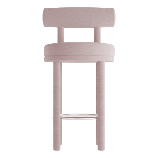 Collector Moca Bar Chair in Boucle Rose by Studio Rig For Sale
