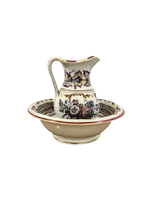 Miniature Victorian Jug and Bowl Set, 1860s, Set of 2