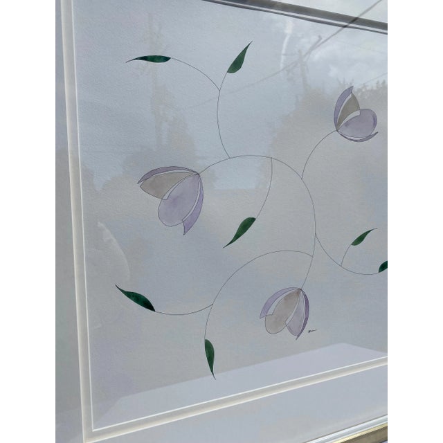 Contemporary "Blossoms" Contemporary Original Watercolor Painting on Paper, Framed For Sale - Image 3 of 8