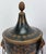 Pair of Vintage Neoclassical Painted Toleware Lidded Urns With Lion Mask Handles For Sale - Image 10 of 12