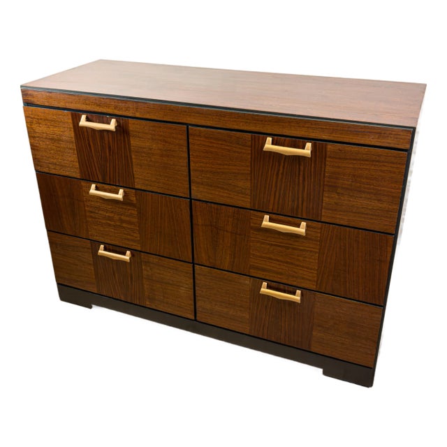 Mid-Century Modern Brutalist Teak & Walnut 6-Drawer Dresser, 1960s For Sale
