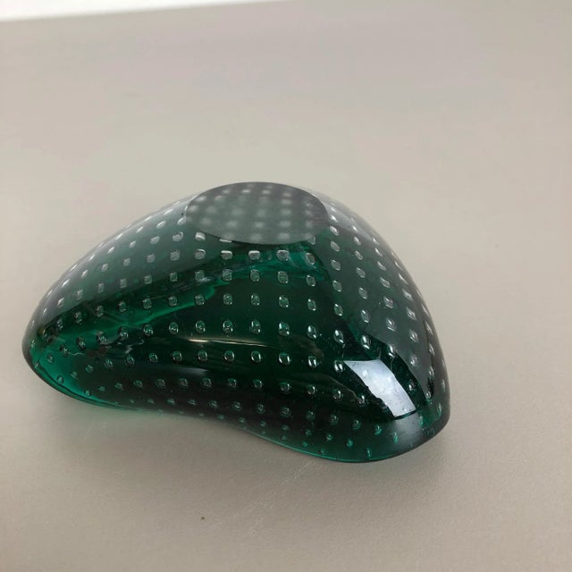 Green Murano Glass Bullicante Bowl or Ashtray, Italy, 1970s For Sale - Image 12 of 15