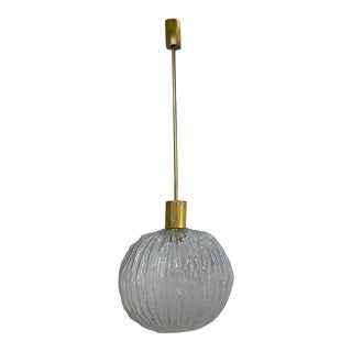 Angelo Brotto Italian 1960s Satin and Clear Glass Shade Pendant Lights For Sale