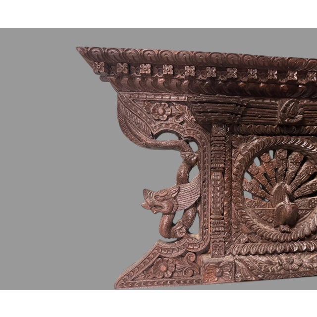 Antique Carved Wooden Replica of the Peacock Window in Nepal For Sale - Image 6 of 7