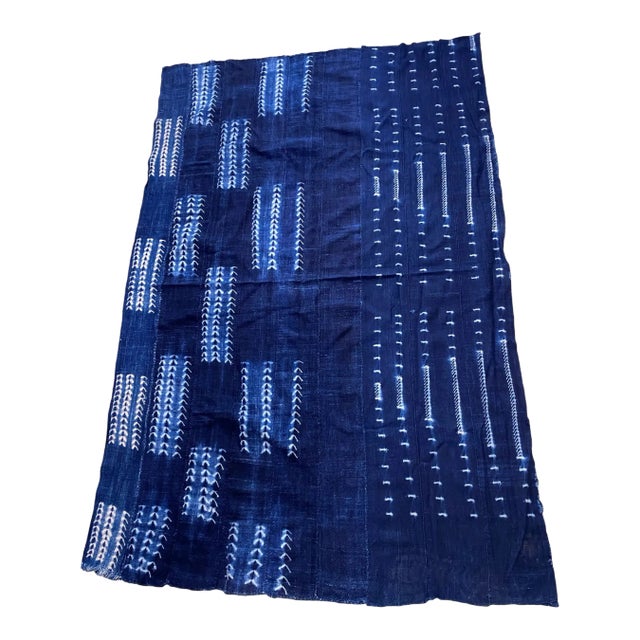 Vintage Indigo& White Cloth - Mossi Tribe Burkina Faso 36" by 55" For Sale