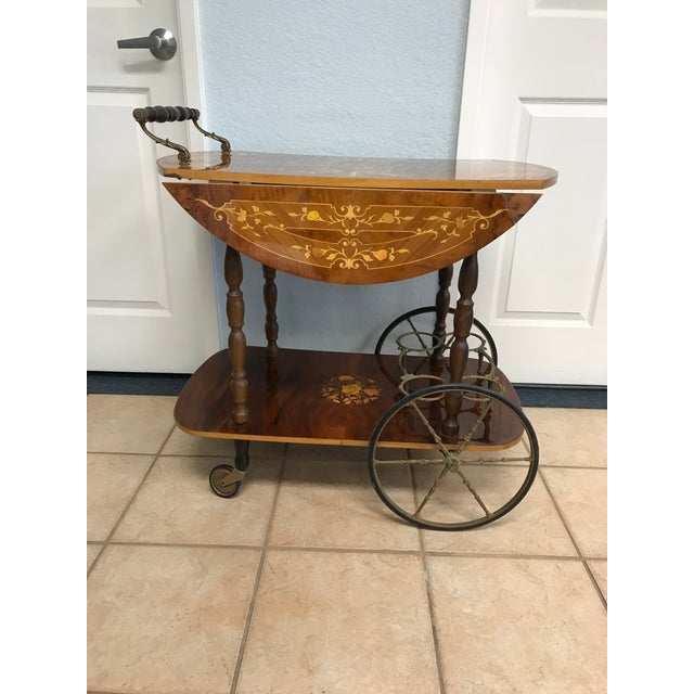 Vintage Italian Marquetry Wood Bar Cart Chairish