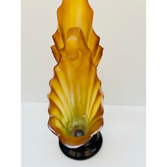 Large Sculptural Art Glass Centerpiece Vase With Pearlescent Amber Tones, 17.5” Tall For Sale In Los Angeles - Image 6 of 12
