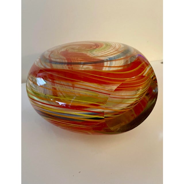 Murano Mid-Century Murano Teardrop Vase With Atomic Swirl For Sale - Image 4 of 7