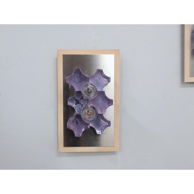 Metal Sculptural Poliarte Murano Glass Wall Sconces, 1970s, Set of 2 For Sale - Image 7 of 12