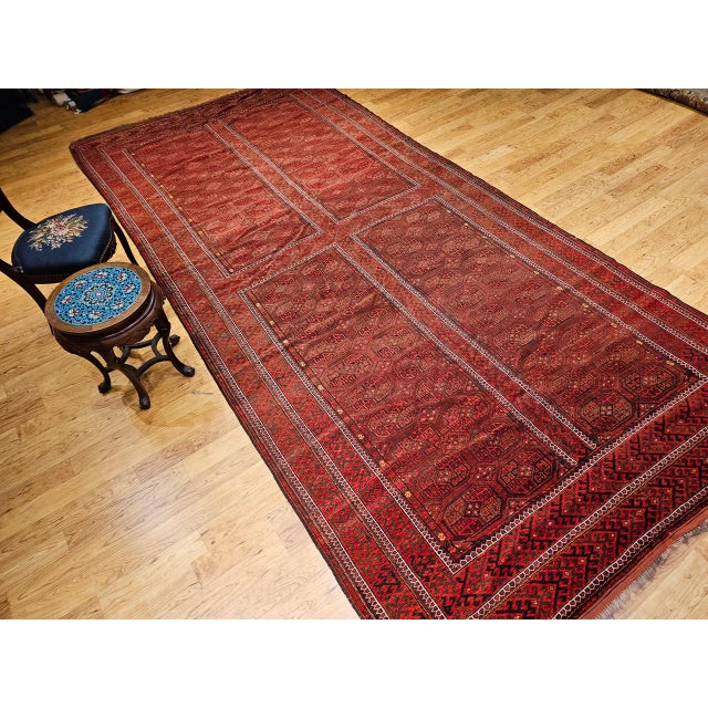Vintage Turkmen Tekke Gallery Rug in Allover Pattern in Red, Brown, Gray, For Sale - Image 14 of 14
