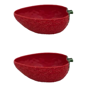 Bordallo Pinheiro Strawberries Oval Bowls, 46 oz, Set of 2