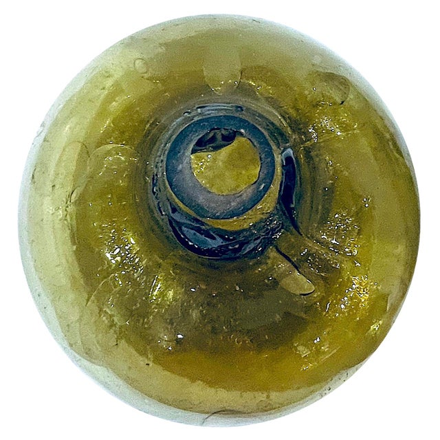 Glass 1970's Blown Olive Green Art Glass Demijohn Bottle For Sale - Image 7 of 9
