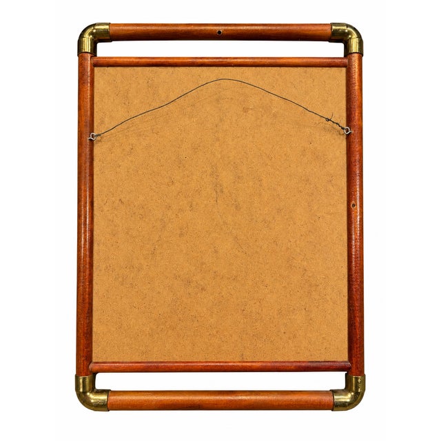 Vintage 1970's Postmodern Style Solid Wood & Brass Wall Mirror / Vanity Tray For Sale In San Diego - Image 6 of 7