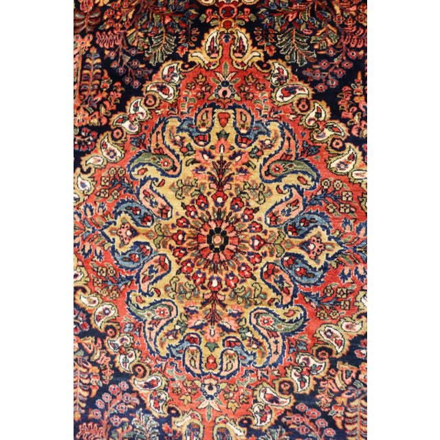Textile Antique Persian Mohajeran Sarouk Blue Carpet, 6'11" X 10'3" For Sale - Image 7 of 11
